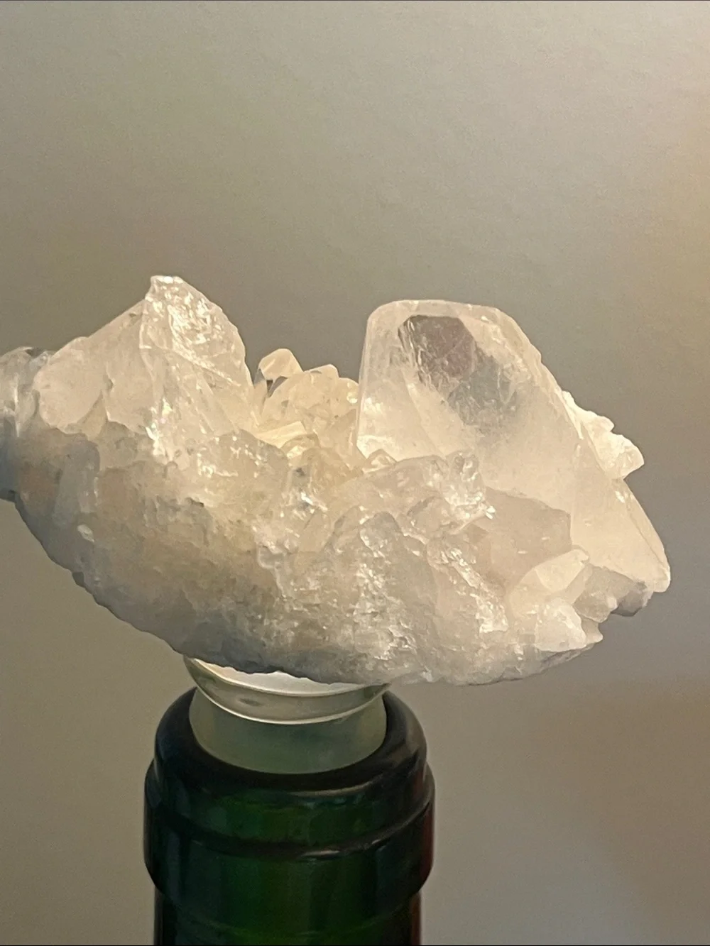 Genuine Clear Quartz Cluster Bottle Stopper.